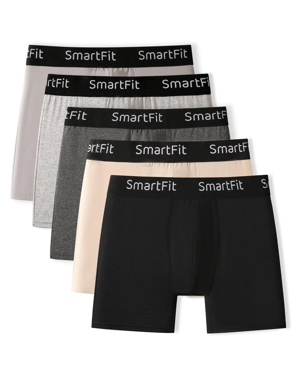 SF SmartFit Men's 5 Pack Performance Boxer Briefs (Modern Neutral)