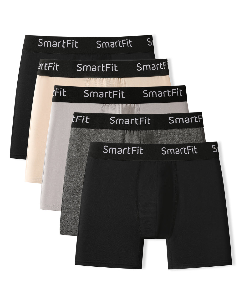 SF SmartFit Men's 5 Pack Performance Boxer Briefs (Neutral Spectrum)