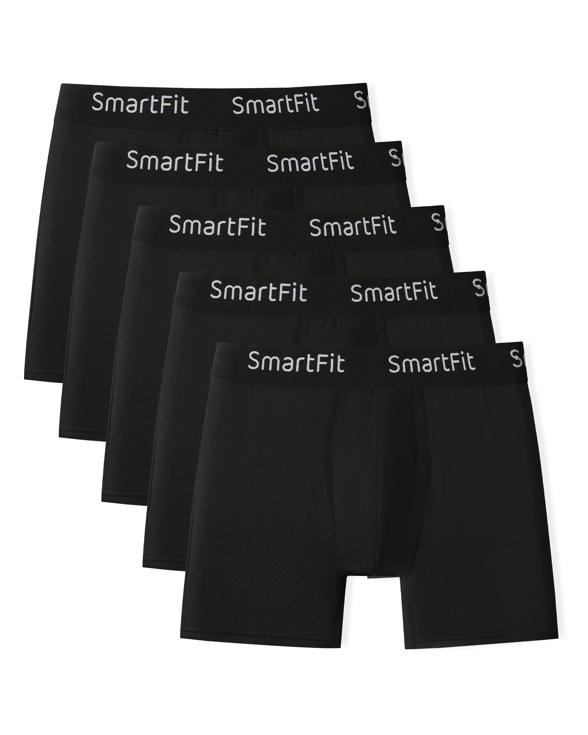 SF SmartFit Men's 5 Pack Performance Boxer Briefs (Black Dominant)