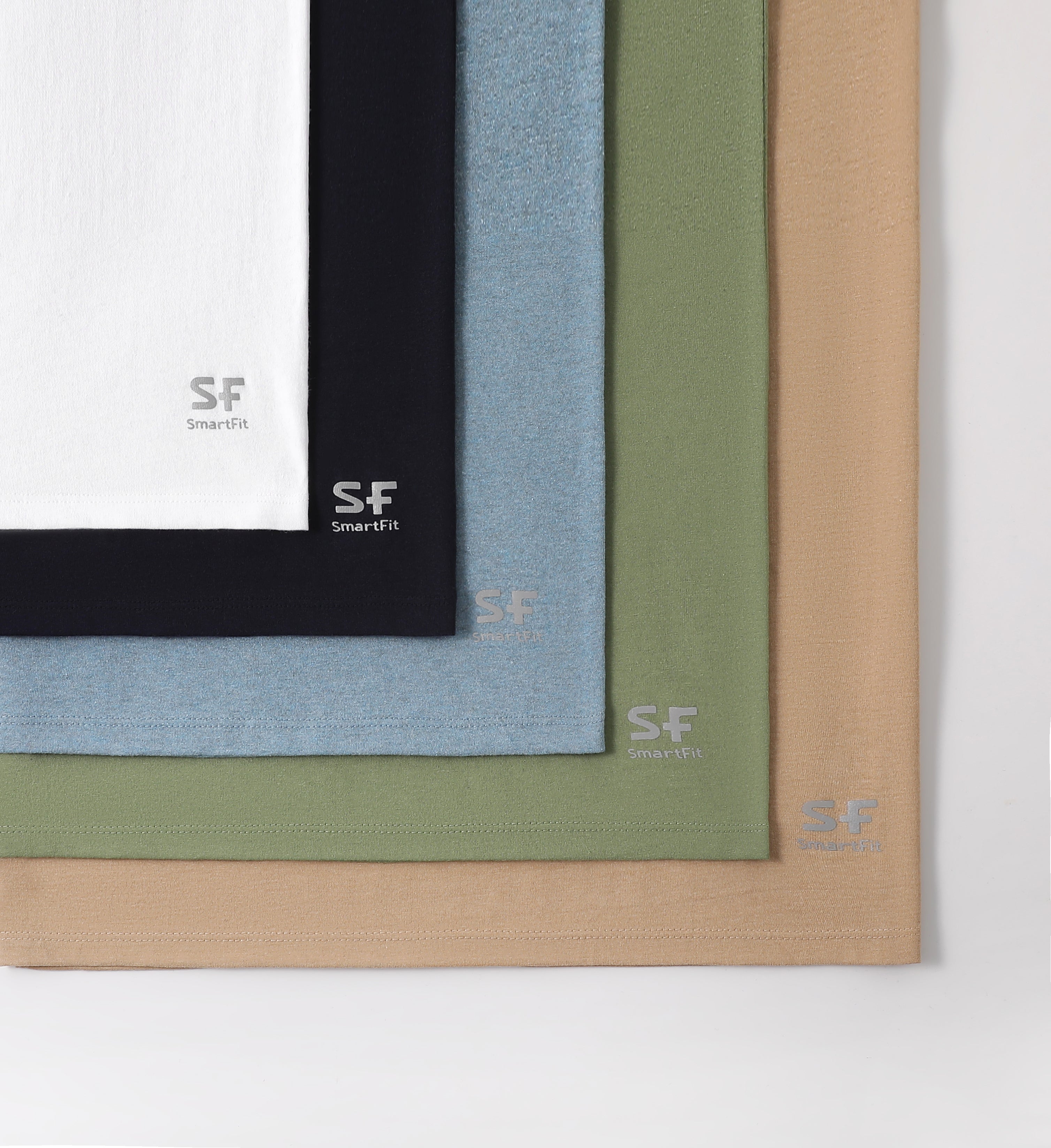 SF SmartFit Men's V-Neck T-Shirts, 5-Pack Undershirt (Earth Tones)