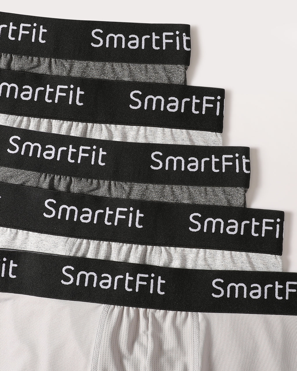 SF SmartFit Men's 5 Pack Performance Boxer Briefs (Shades of Grey)