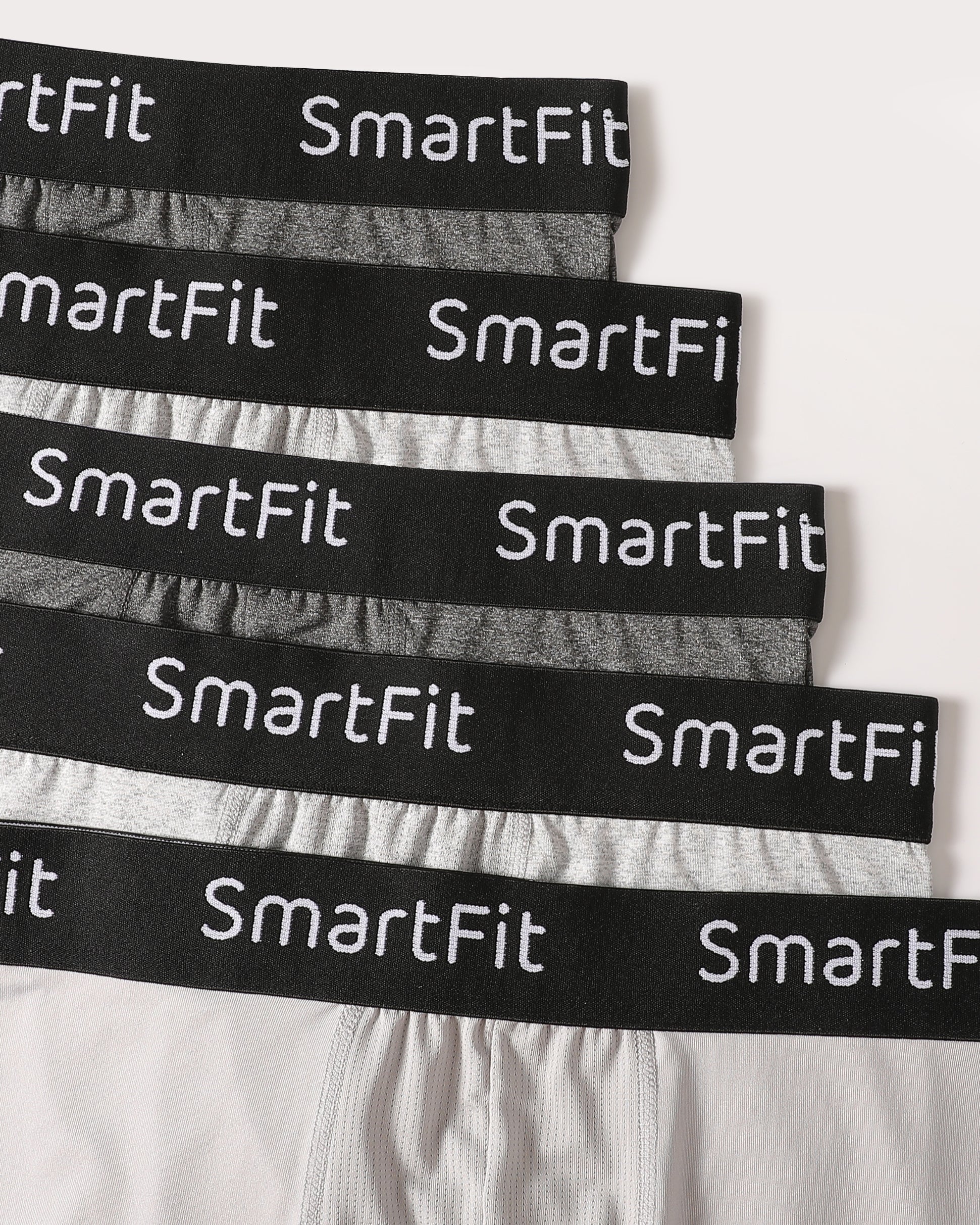 SF SmartFit Men's 5 Pack Performance Boxer Briefs (Shades of Grey)