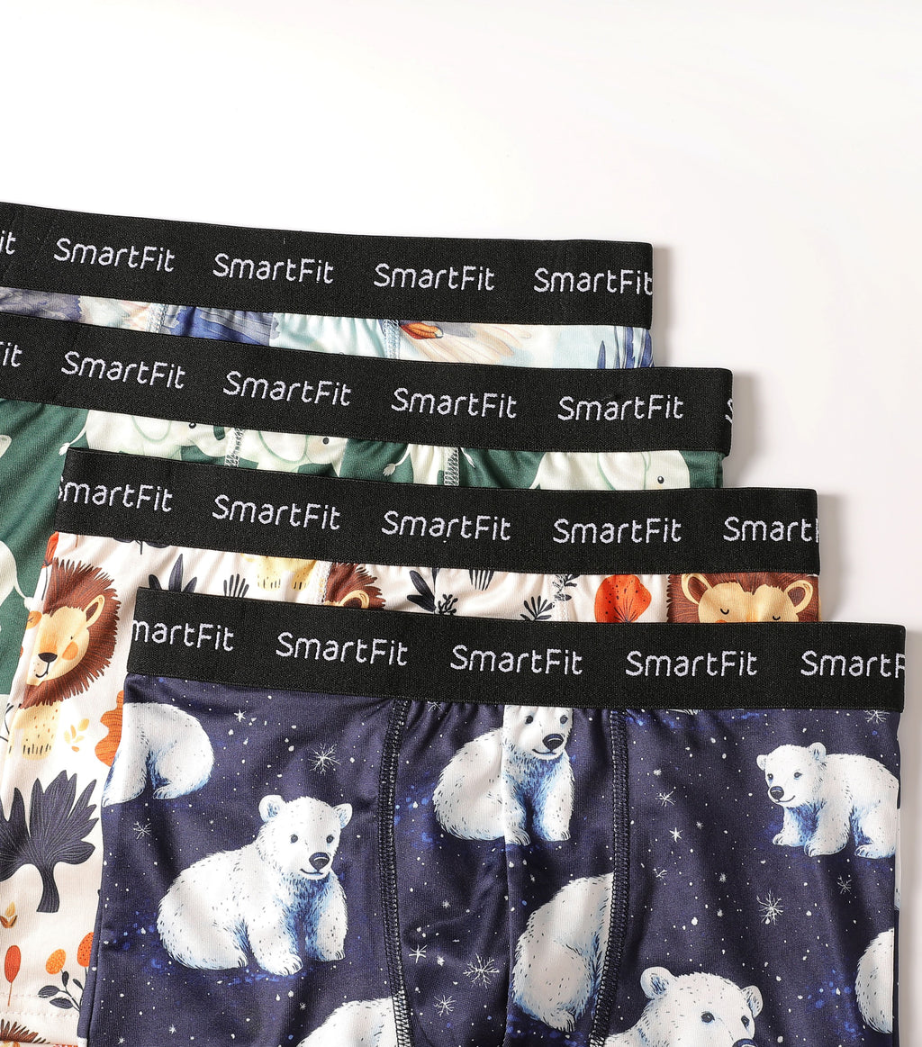SF SmartFit Boys 4 Pack Boxer Briefs (Animal Icone)