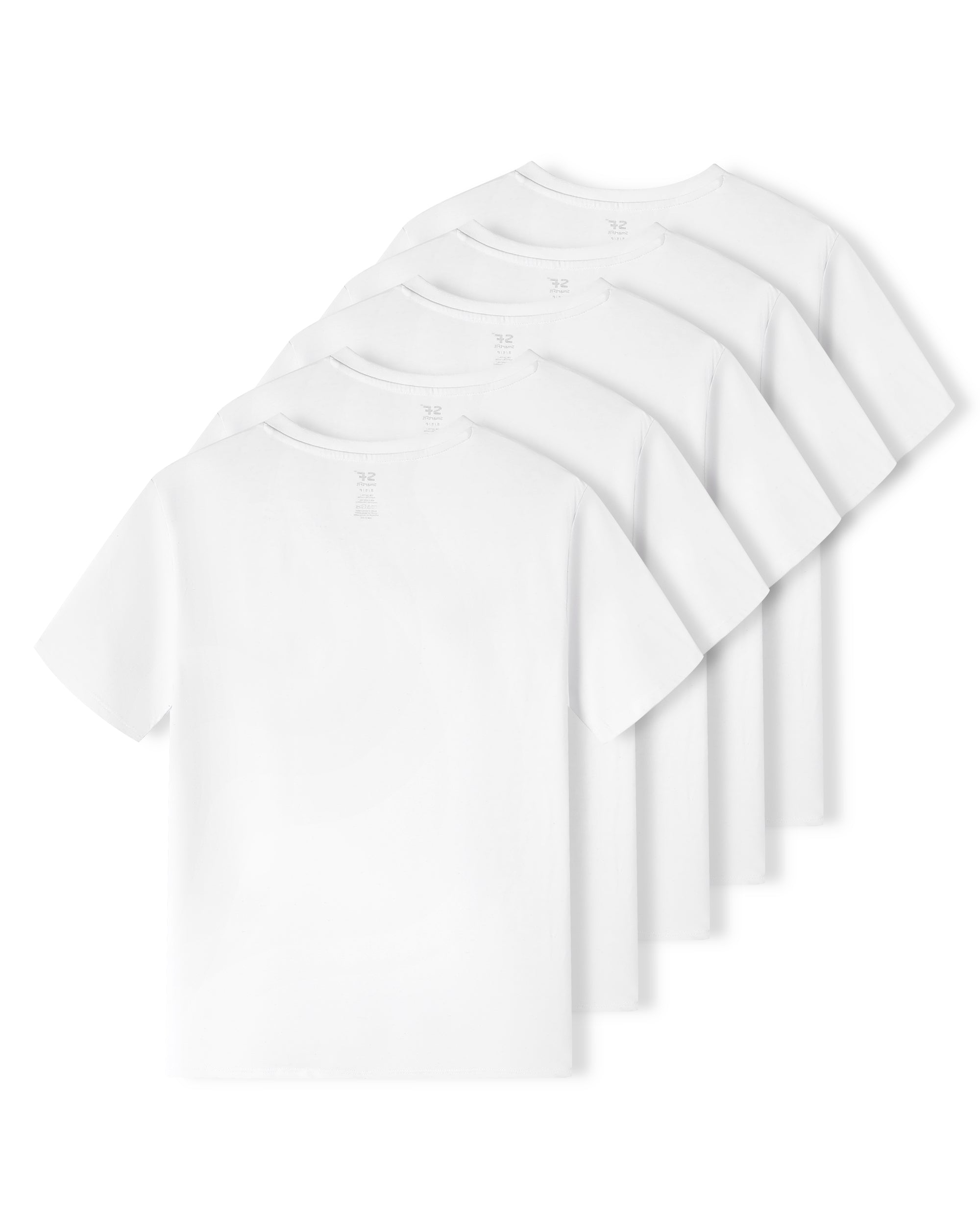 SF SmartFit Men's V-Neck T-Shirts, 5-Pack Undershirt (WHITE)