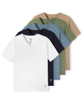 SF SmartFit Men's V-Neck T-Shirts, 5-Pack Undershirt (Earth Tones)