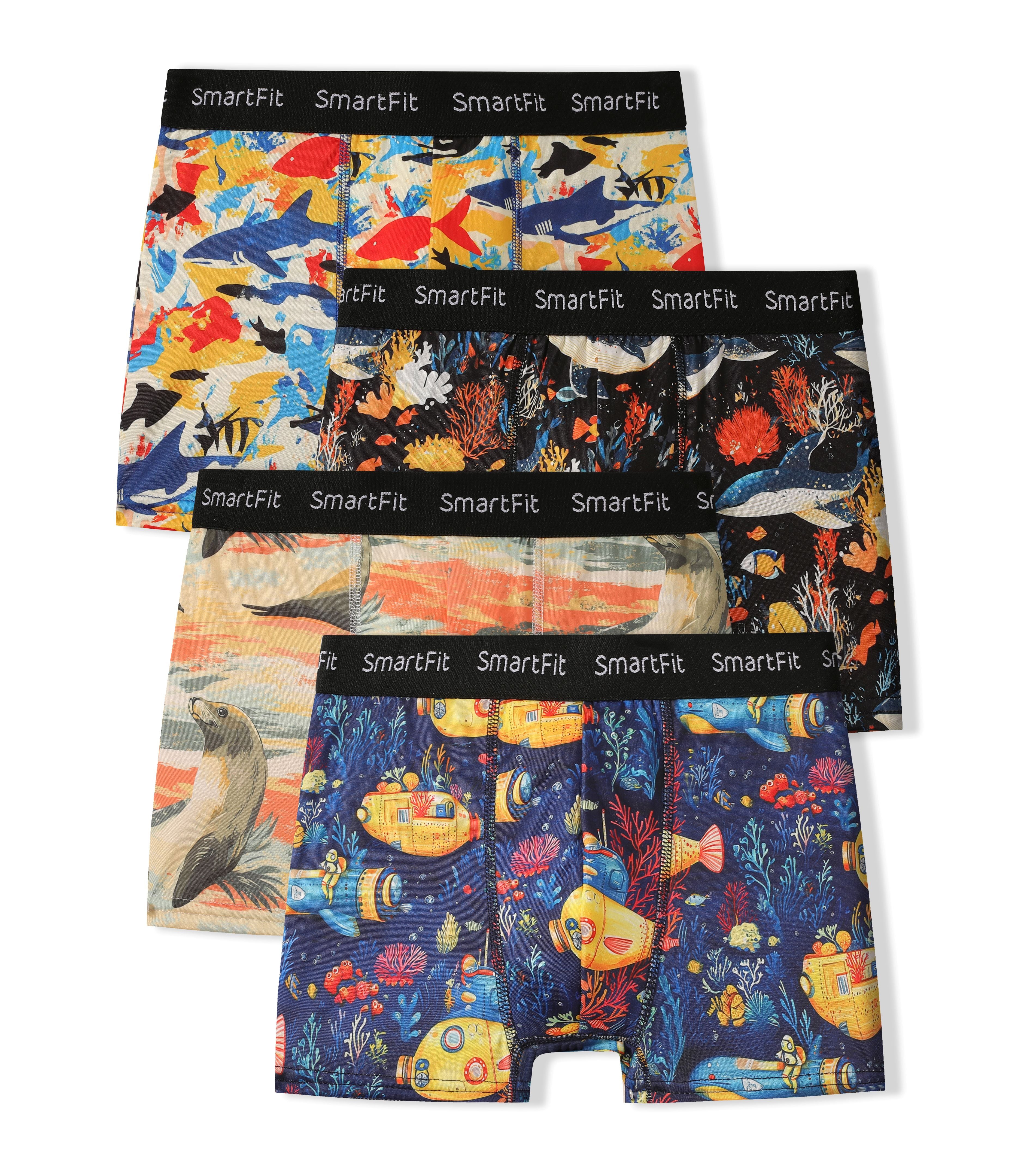 SF SmartFit Boys 4 Pack Boxer Briefs (Ocean)