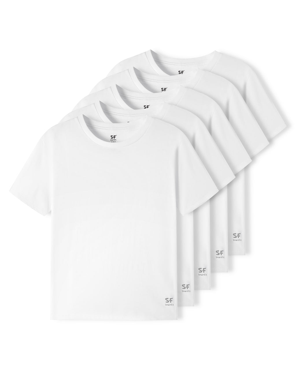 SF SmartFit Men's Crewneck T-Shirts, 5-Pack Undershirt (WHITE)