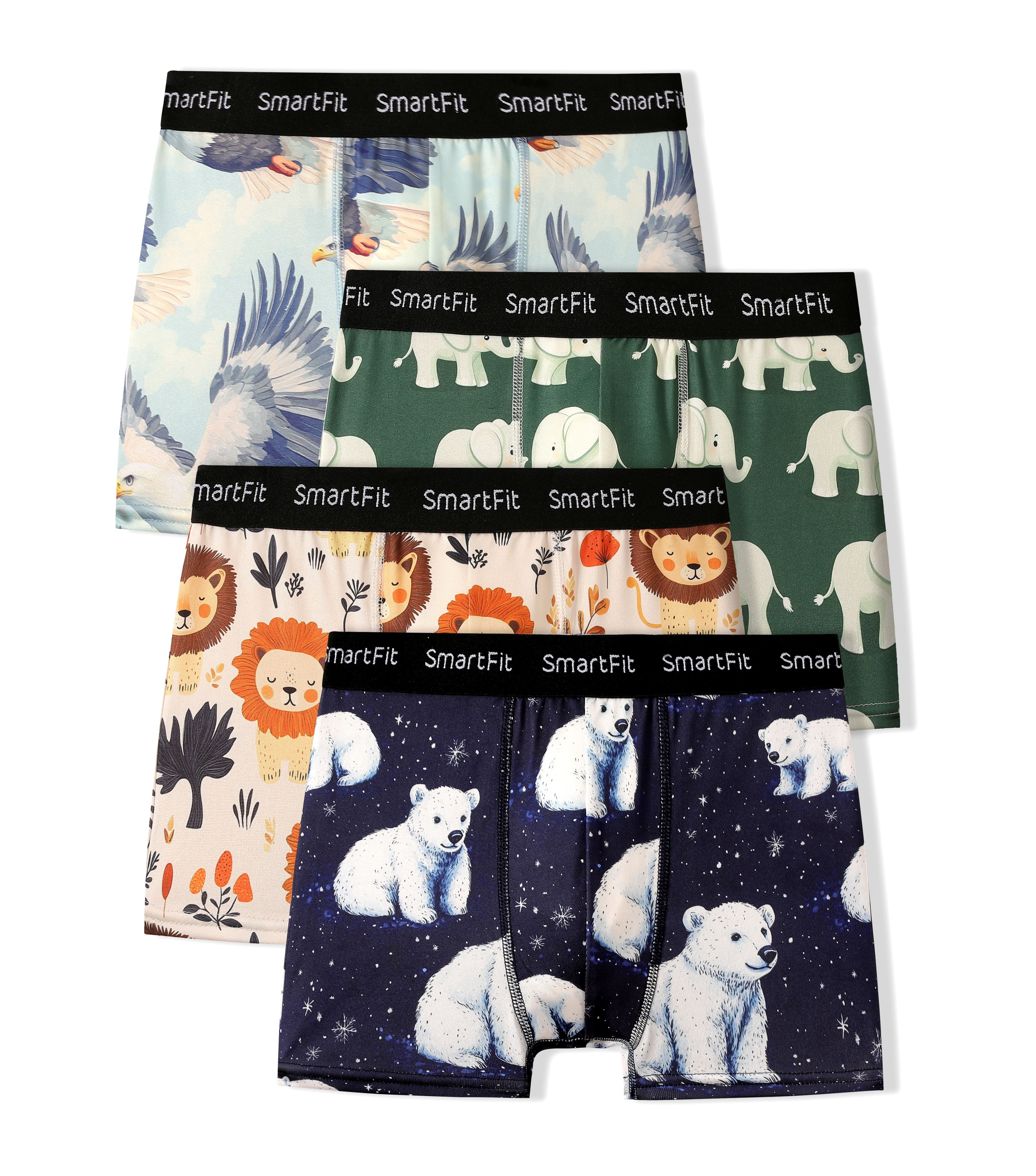 SF SmartFit Boys 4 Pack Boxer Briefs (Animal Icone)