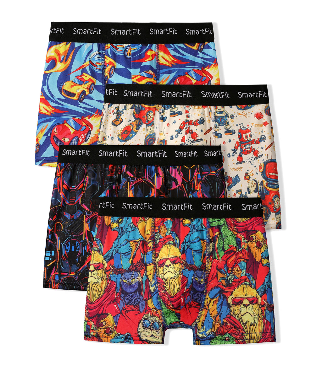 SF SmartFit Boys 4 Pack Boxer Briefs (Cartoon Studio)