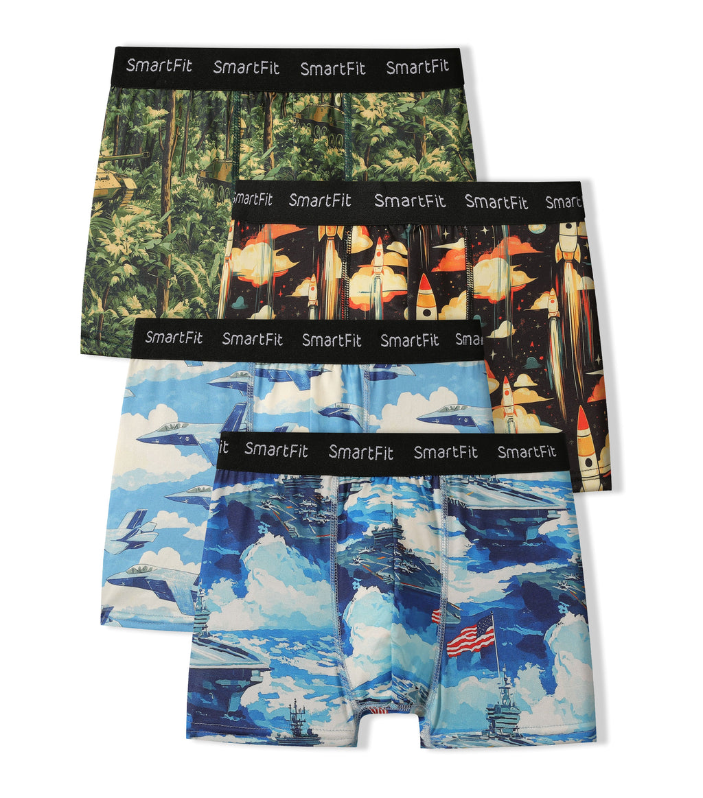 SF SmartFit Boys 4 Pack Boxer Briefs (Military)